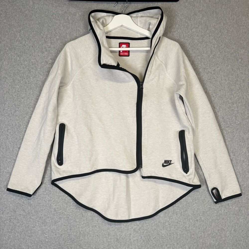Nike Sportswear Tech Fleece Cape Women's Small White Full Zip Long Sleeve Hooded